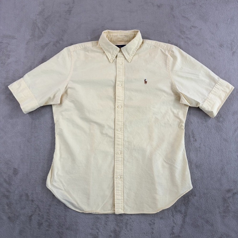 Polo Ralph Lauren Slim Fit Oxford Shirt in Yellow Women Large OCBD Flesh Pony